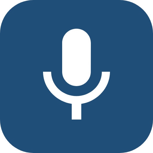 App-icoon van Note-taker: witte microfoon op donkerblauwe achtergrond